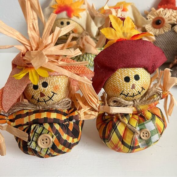 Colorful Mini Owl and Scarecrow Figurines Set - Picture 2 of 8